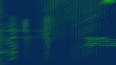 Abstract Digital Data Flowing in Deep Blue Matrix