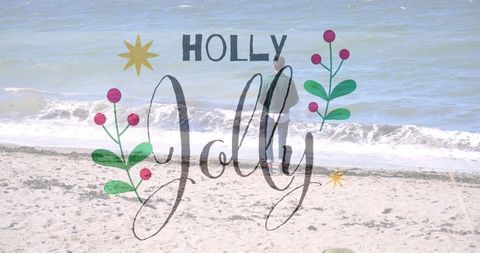 Playful Holiday Beach Walk with HOLLY Jolly Text