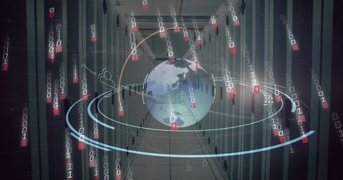 Global Digital Data and Binary Code Over Computer Servers - Download Free Stock Images Pikwizard.com