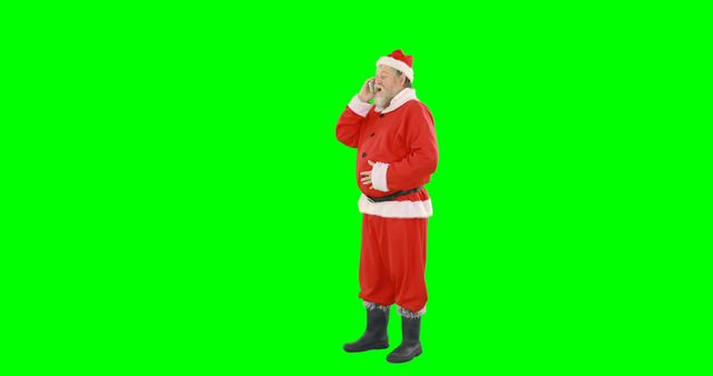 Santa Claus Talking on the Phone with Green Screen Background - Download Free Stock Images Pikwizard.com