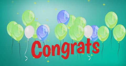 Colorful Balloons and Congrats Greeting on Green Background - Download Free Stock Images Pikwizard.com