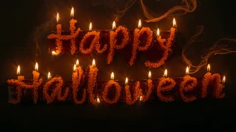 Gothic Happy Halloween Candlelight Message with Smoke