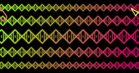 Colorful Digital Geometric Pattern With Neon Letters and Numbers