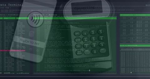 Digital Payment Terminal Technology Overlays Cybersecurity Code Interface