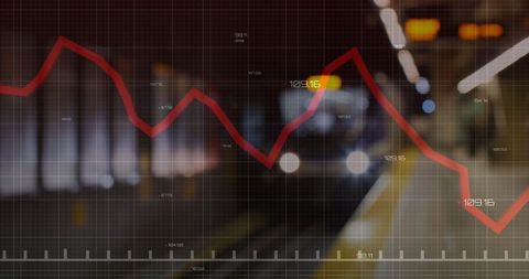 Digital Finance Data Overlaid on Train Station - Download Free Stock Images Pikwizard.com