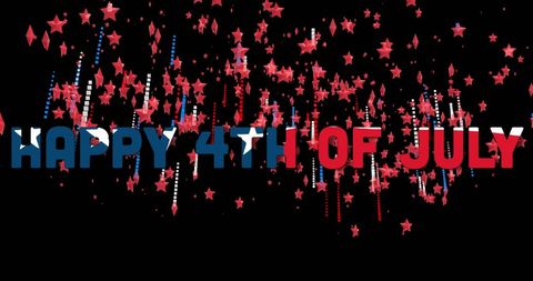 Festive Red and Blue Happy 4th of July Greeting on Black