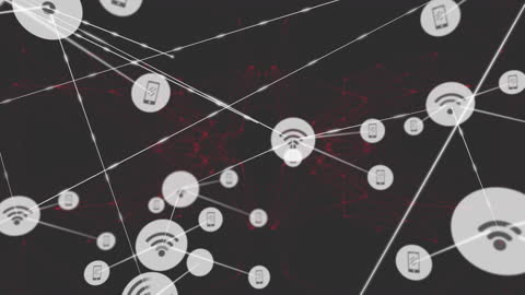 Digital Connectivity Network With Holographic Mobile Icons