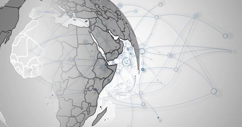 Digital Global Network Display on Grey Tones