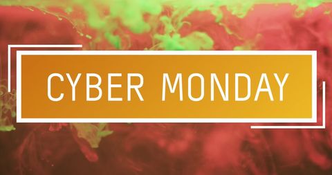Cyber monday sale banner with orange liquid background