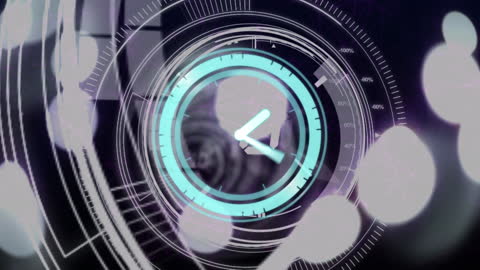 Futuristic Digital Clock Overlay on Abstract Background