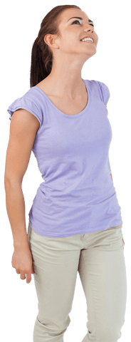 confident young woman looking upwards with transparent background - Download Free Stock Videos Pikwizard.com