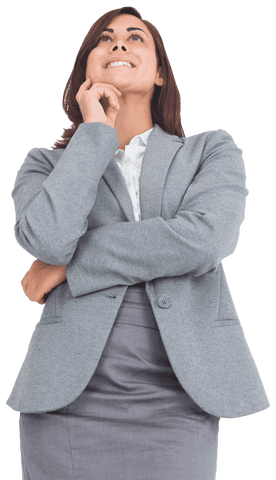 Happy Biracial Businesswoman Standing Smiling on Transparent Background