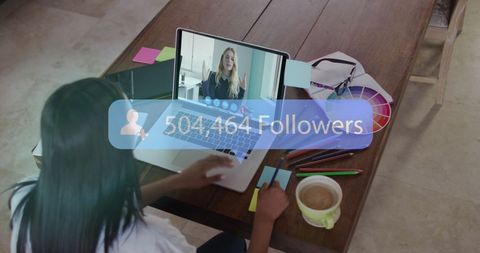 Engaged Young Woman Video Calling While Building Social Media Presence - Download Free Stock Images Pikwizard.com