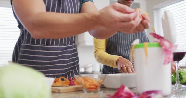 Close-Up of Couple Preparing Fresh Vegetables in Kitchen - Download Free Stock Images Pikwizard.com