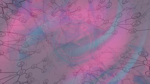 Digital Network of Communication Icons on Colorful Gradient