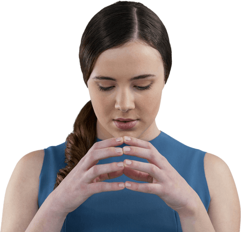 Contemplative Caucasian Woman with Transparent Background