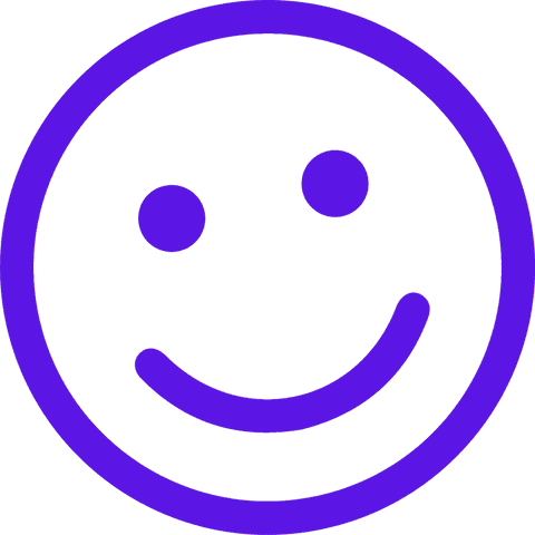 Simple purple smiley face icon on transparent background