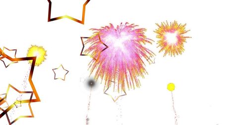 Festive Fireworks Display with Gold Star Accents