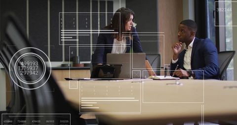 Business Colleagues Analyzing Digital Data in Modern Meeting Room - Download Free Stock Images Pikwizard.com