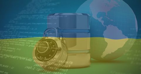 Data Security and Global Connectivity with Ukraine Theme - Download Free Stock Images Pikwizard.com