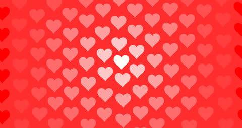 Heart Pattern Animation on Vibrant Red Background