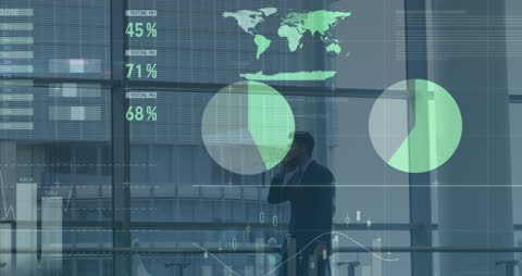 Businessman Analyzing Virtual Financial Data Projections