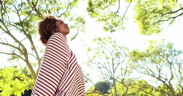 Peaceful Woman Relaxing Outdoors in Nature on a Sunny Day - Download Free Stock Images Pikwizard.com