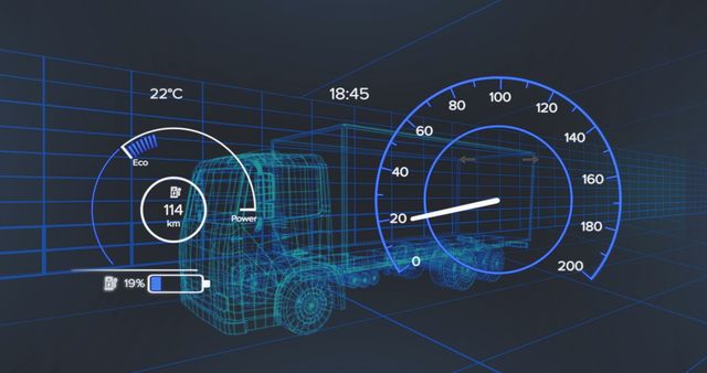 Futuristic Digital Interface Concept with Electric Truck 3D Visualization - Download Free Stock Images Pikwizard.com