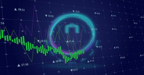 Futuristic Digital Financial Graphs with Energy Icon - Download Free Stock Images Pikwizard.com