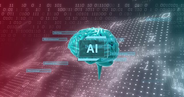 Digital Brain AI Concept with Binary Data Background - Download Free Stock Images Pikwizard.com