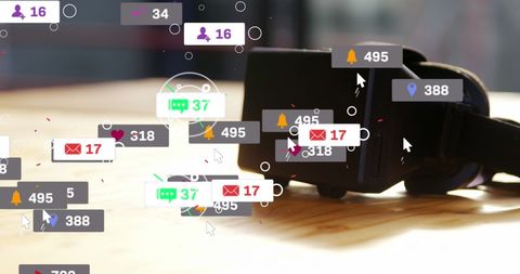 Smartwatch receiving multiple notifications on table