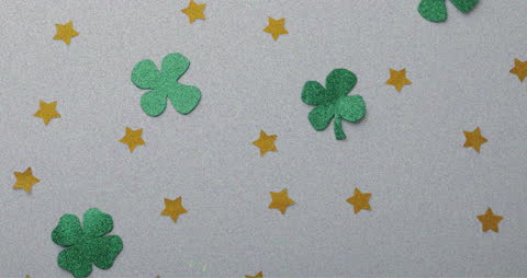 Festive Clovers and Stars with Animated Fireworks for St. Patrick's Day