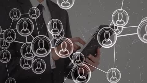 Businessman Interacting with Futuristic Network Interface