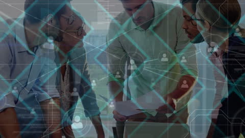 Diverse Team Collaborating with Innovative Network Technology