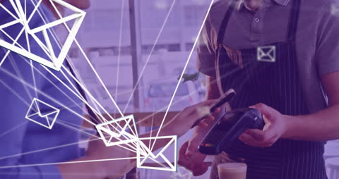 Contactless Smartphone Payment in Modern Cafe