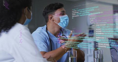 Healthcare Professionals Discussing Medical Data and Innovations