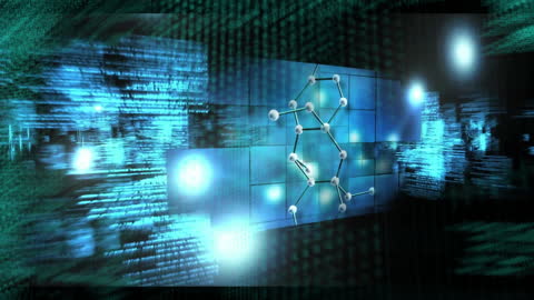 Futuristic Data Processing and Molecular Diagram