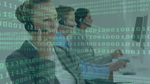 Customer Support Team Working with Digital Interface