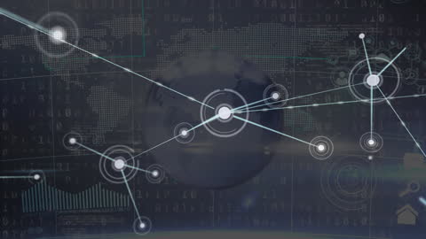 Digital Network Connections Overlaid on a Global Map