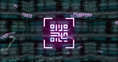 Digital Data Visuals with QR Code Overlaying Financial Numbers - Download Free Stock Images Pikwizard.com