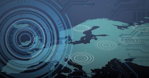 Digital Interface Map with Radar and Data Processing Elements - Download Free Stock Images Pikwizard.com