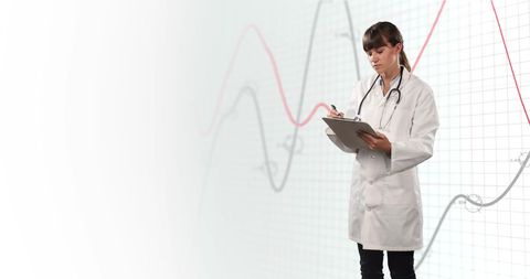 Female Doctor Analyzing Financial Health Graph