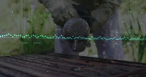 Technician analyzing data with precision in outdoor laboratory