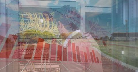 Tech Professional Analyzing Server Data with Financial Chart Overlay