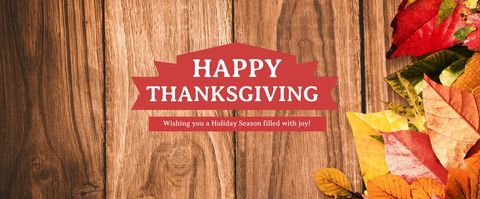 Happy Thanksgiving Banner with Colorful Leaves and Wooden Background - Download Free Stock Templates Pikwizard.com