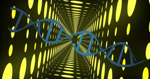 DNA Strand with Geometric Tunnel Background