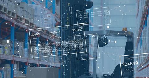 Forklift Displaying Augmented Reality Inventory Overlays for Smart Warehouse Logistics
