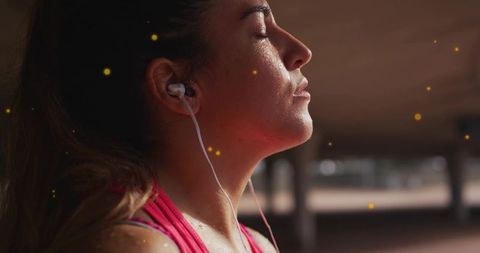 Cooling runner underpass tapping earbud starting live heart chart for fitness tracking