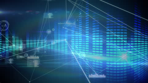 Abstract Digital Network with Light Patterns and World Maps