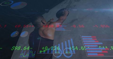 Athlete Training with Digital Financial Projections in Trendy Gym